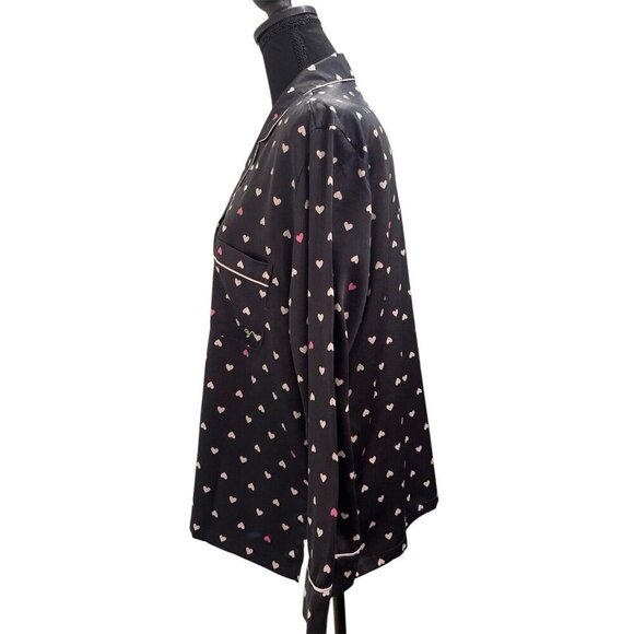 Victorias Secret HEARTS SILKY SATIN Pajama Top Size Large - Picture 3 of 5